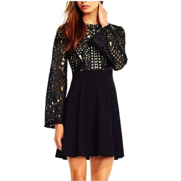 Aidan Mattox black lace and crepe dress with pockets - Picture 4 of 9